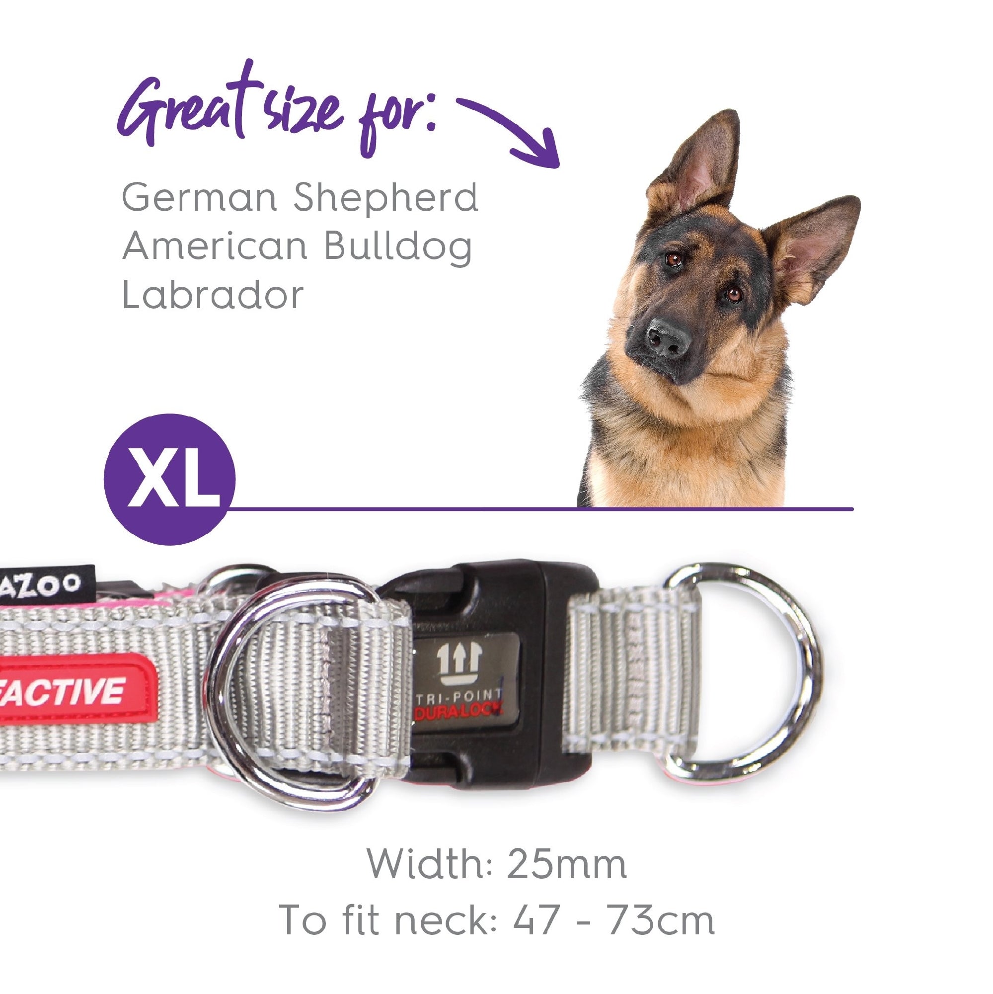 Kazoo Dog Collar Active Adjustable Silver & Pink [:extra Large]