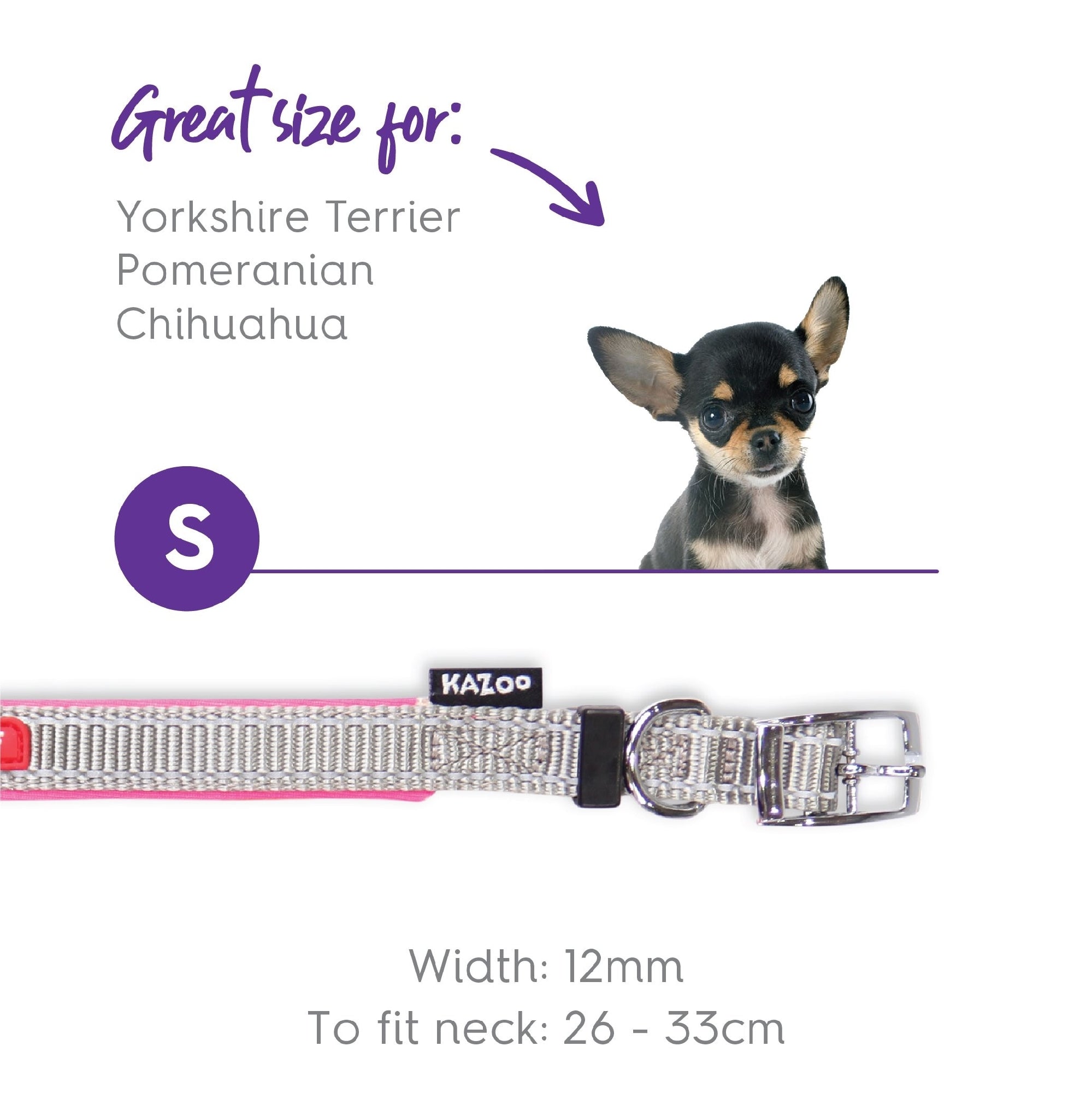 Kazoo Dog Collar Active Silver & Pink [:extra Large]