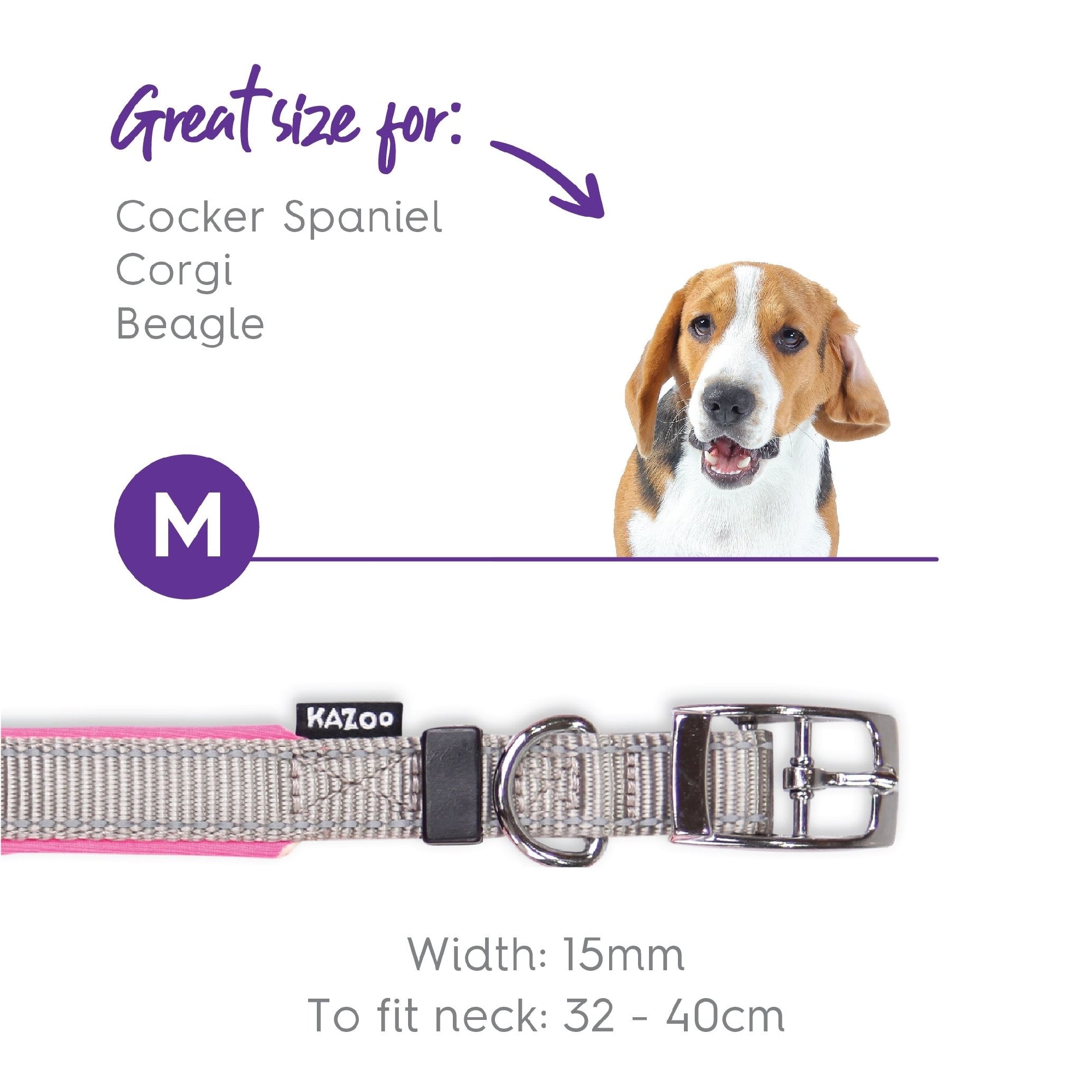 Kazoo Dog Collar Active Silver & Pink [:extra Large]