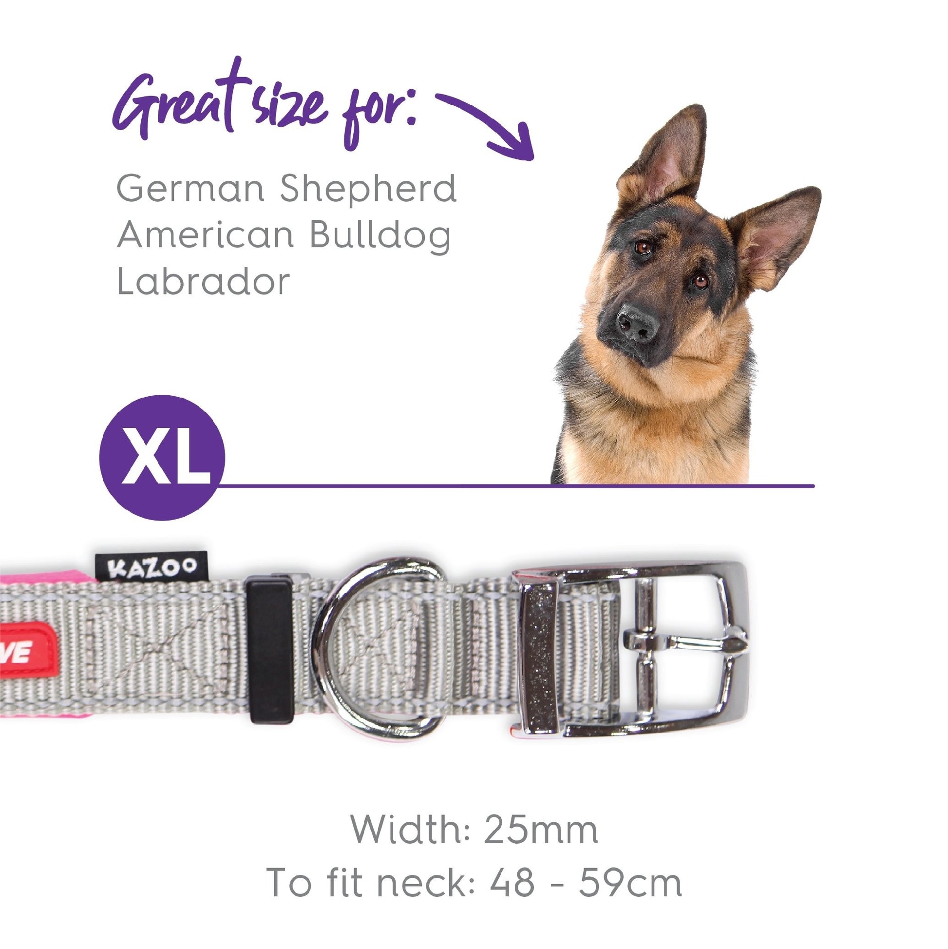 Kazoo Dog Collar Active Silver & Pink [:extra Large]