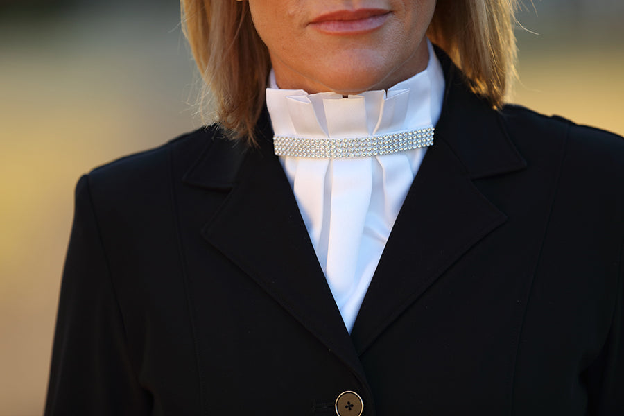 Stock Tie Huntington Four Row Crystals White