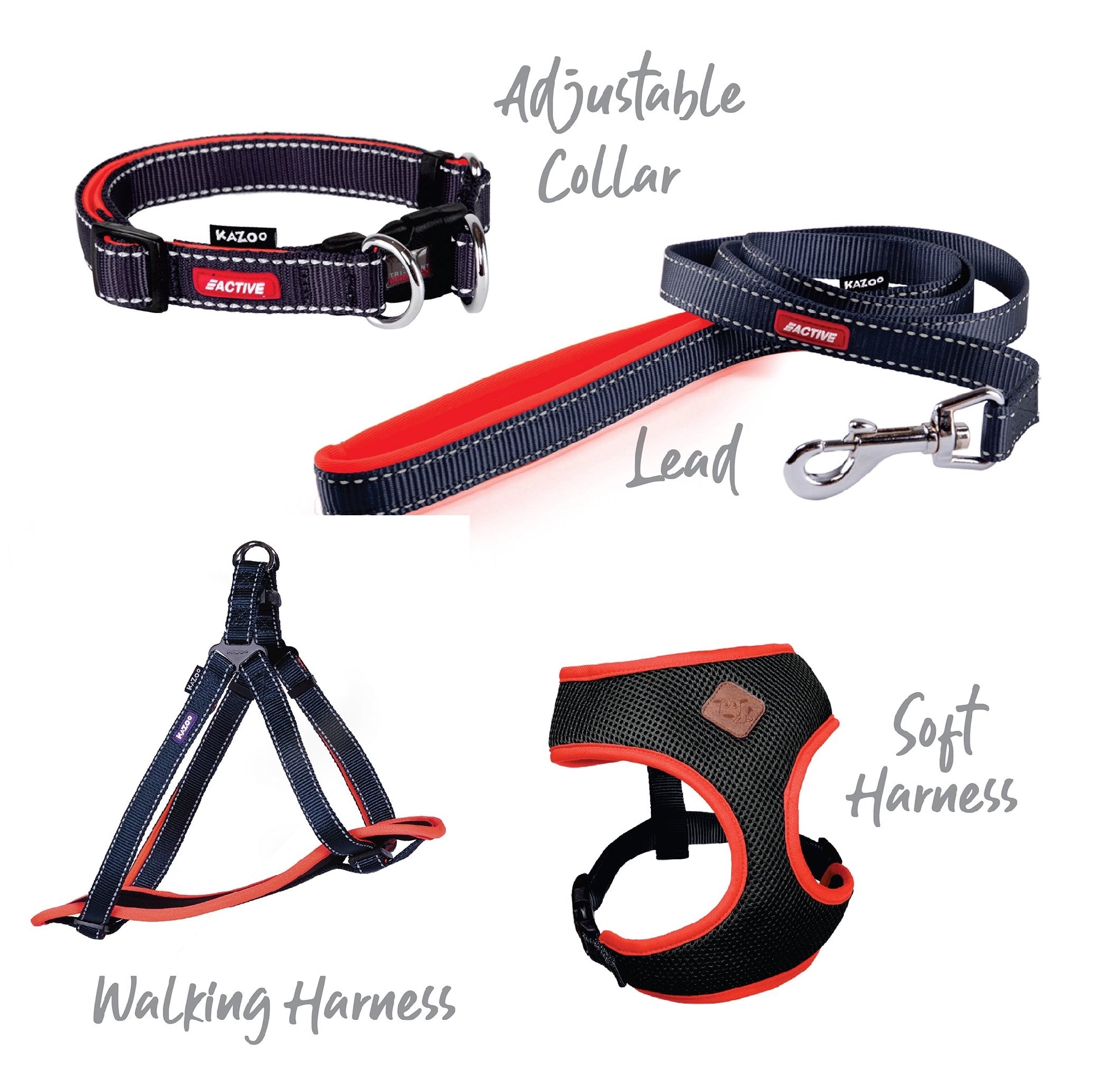 Kazoo Harness Active Soft Slate & Orange [:extra Small]