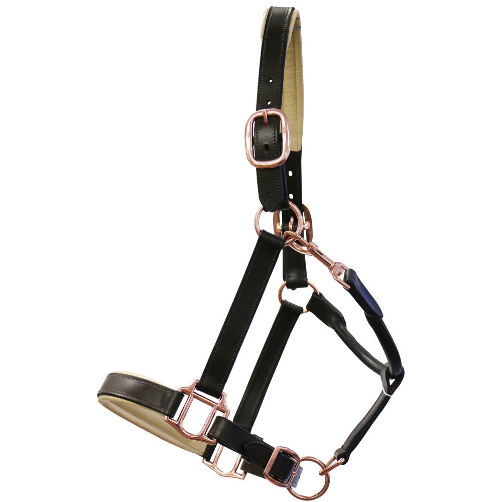 Headstall Leather Padded Jeremy & Lord Rose Gold Brown [:cob By Order]