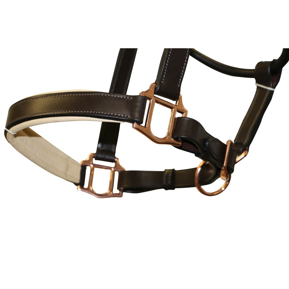 Headstall Leather Padded Jeremy & Lord Rose Gold Brown [:cob By Order]