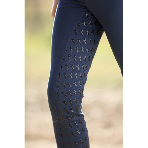 Breeches Huntington Girls Pull On Full Seat Gel Navy & Pink Childs [:04]