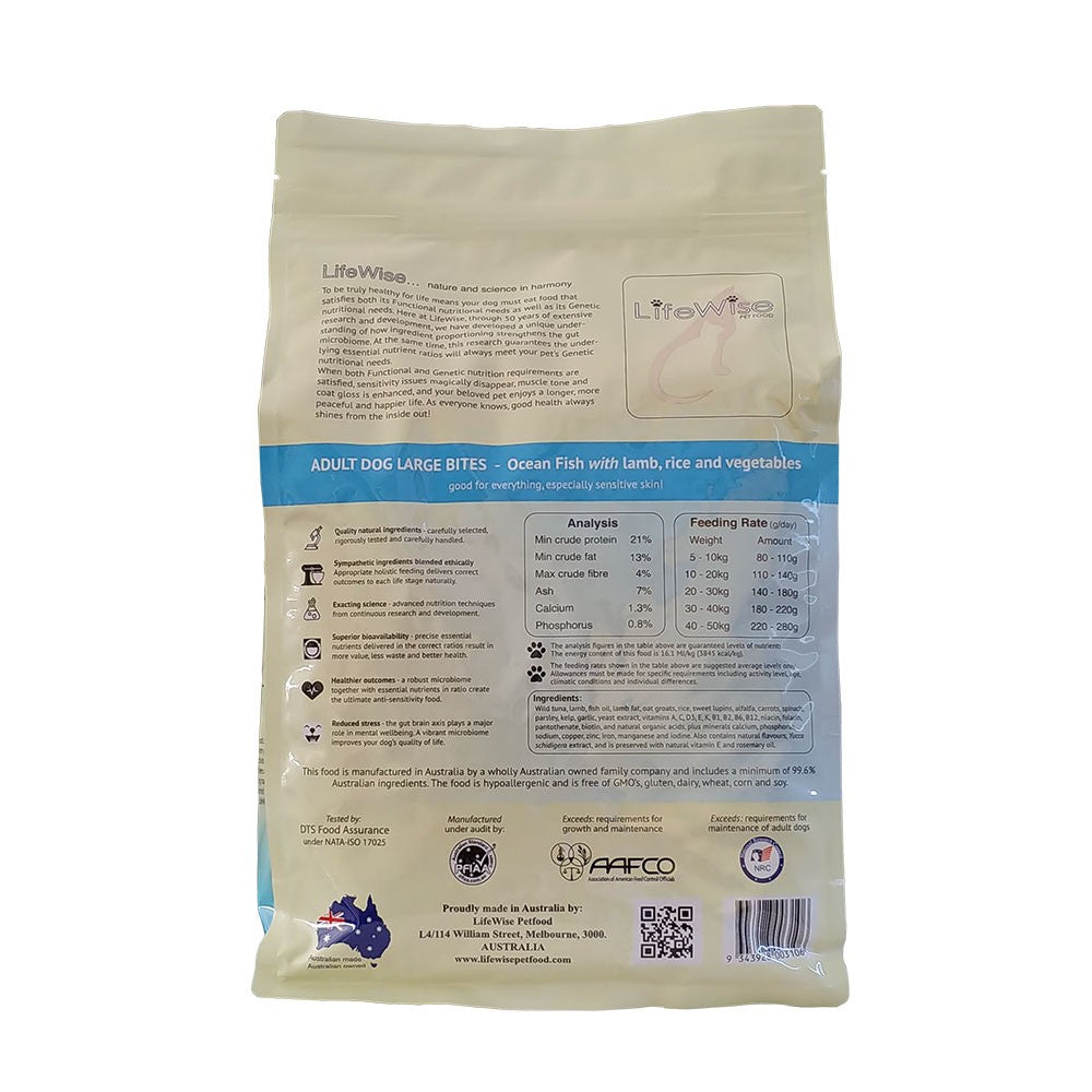 Lifewise Dog Adult Ocean Fish & Lamb & Vegetables Large Bites 18kg