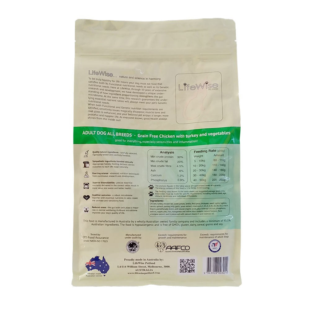 Lifewise Dog Adult Grainfree Chicken & Turkey & Vegetables 18kg 