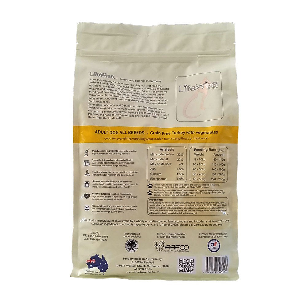 Lifewise Dog Adult Grainfree Turkey & Vegetables 2.5kg