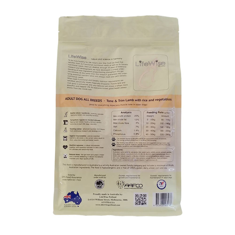 Lifewise Dog Adult Tone & Trim Lamb 2.5kg