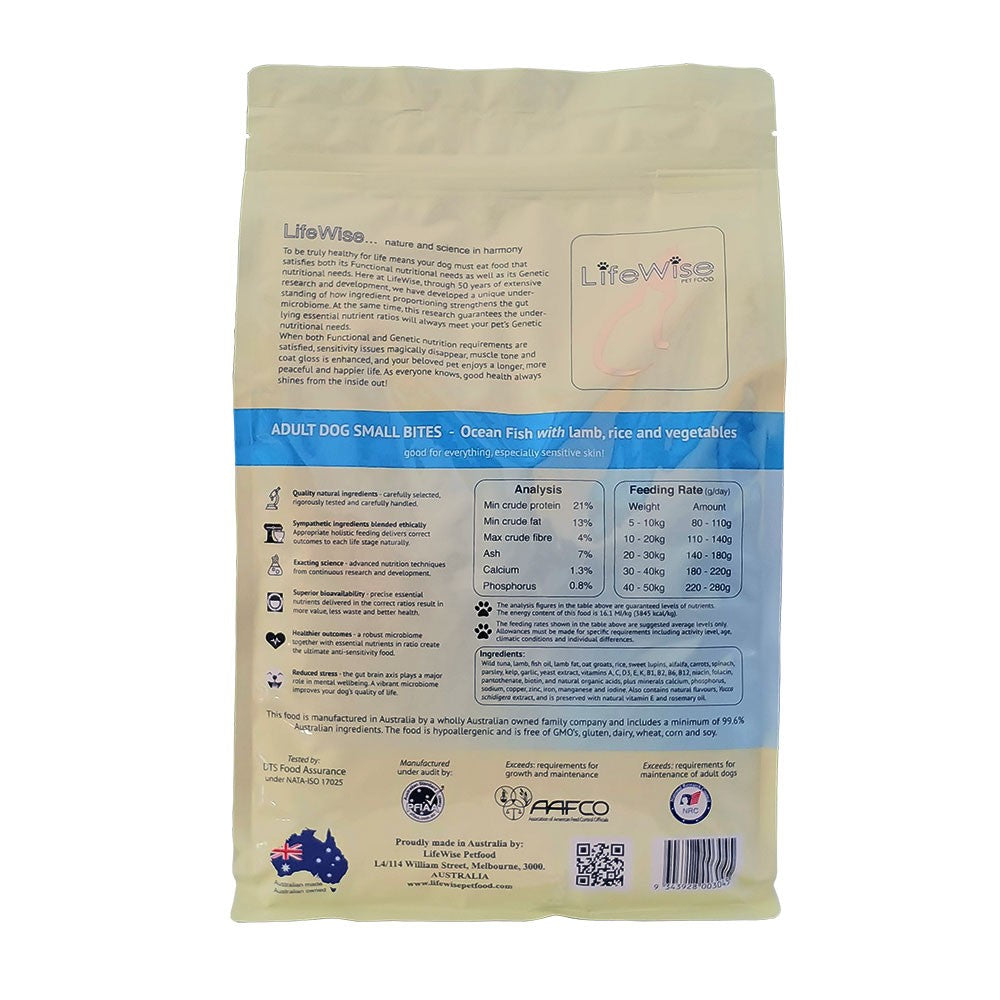 Lifewise Dog Adult Ocean Fish & Lamb & Vegetables Small Bites 9kg 