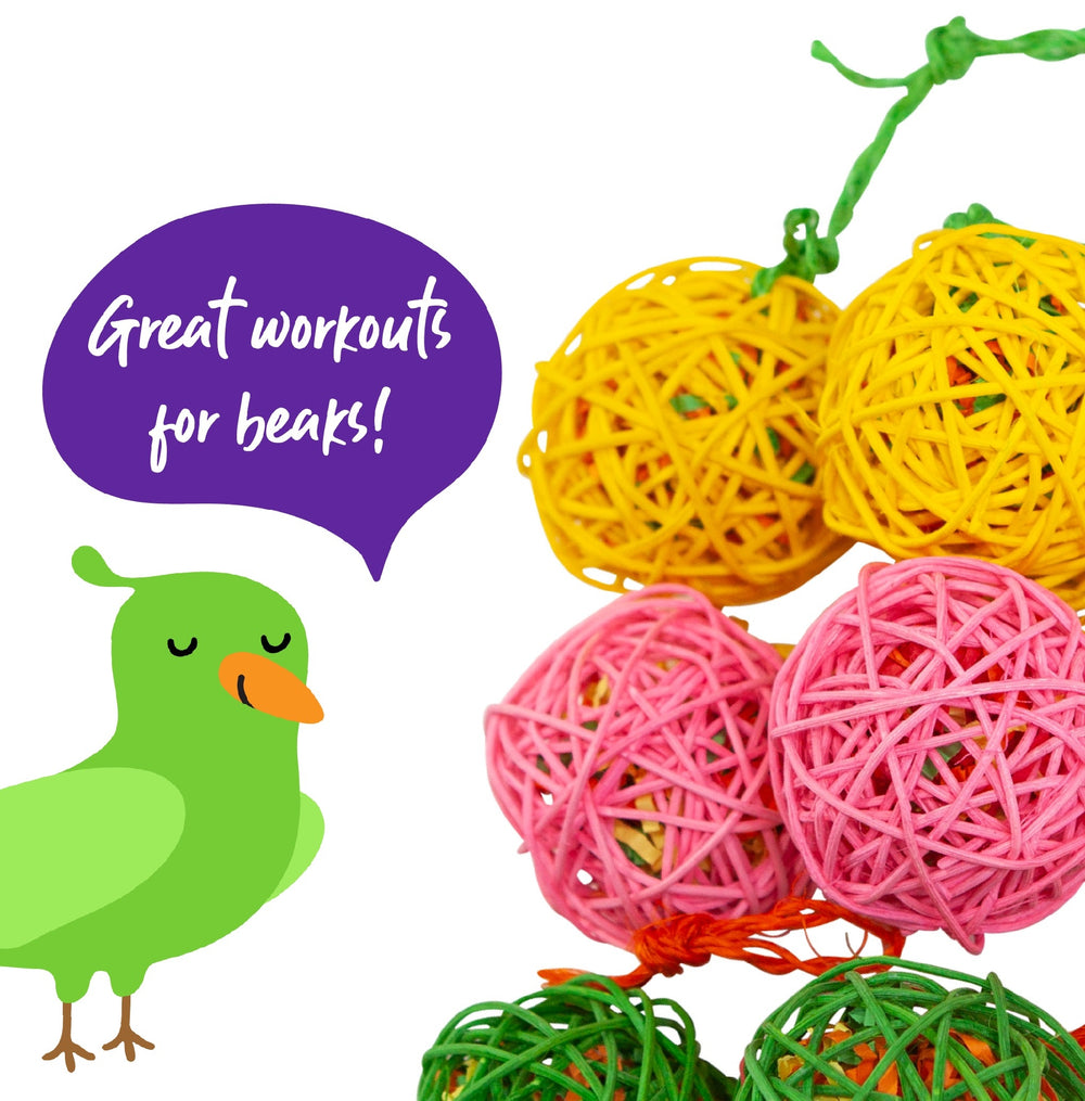 Bird Toy Kazoo Colour Wicker Ball Crinkle & Sisal Large