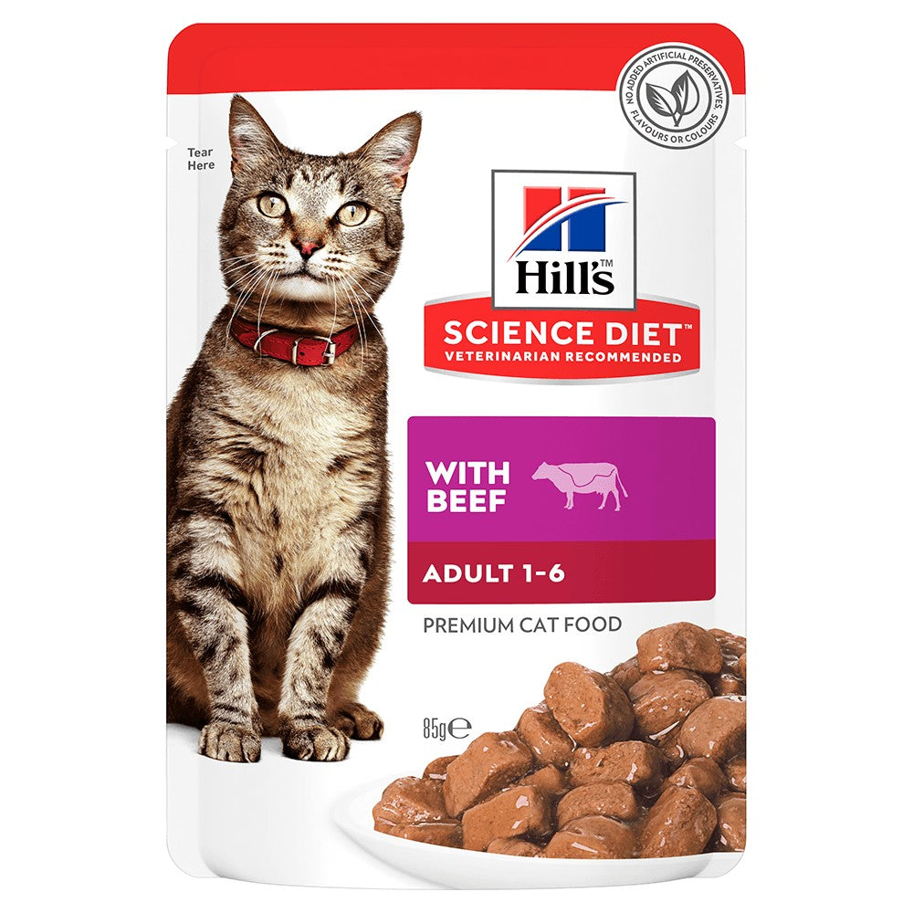 Hills Cat Wet Pouch Adult Beef 85gm Box Of 12