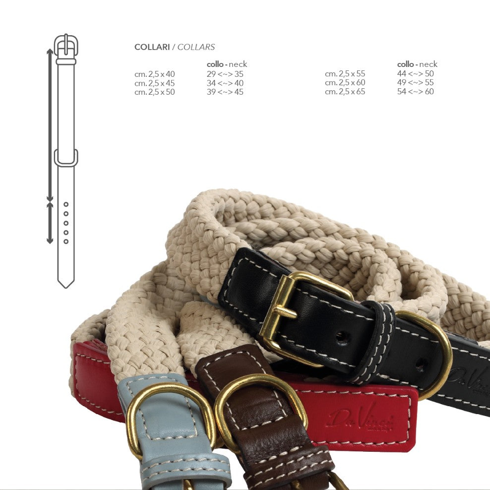 Da Vinci Giovanna Flat Rope Collar Black [:45cm X 2.5cm]