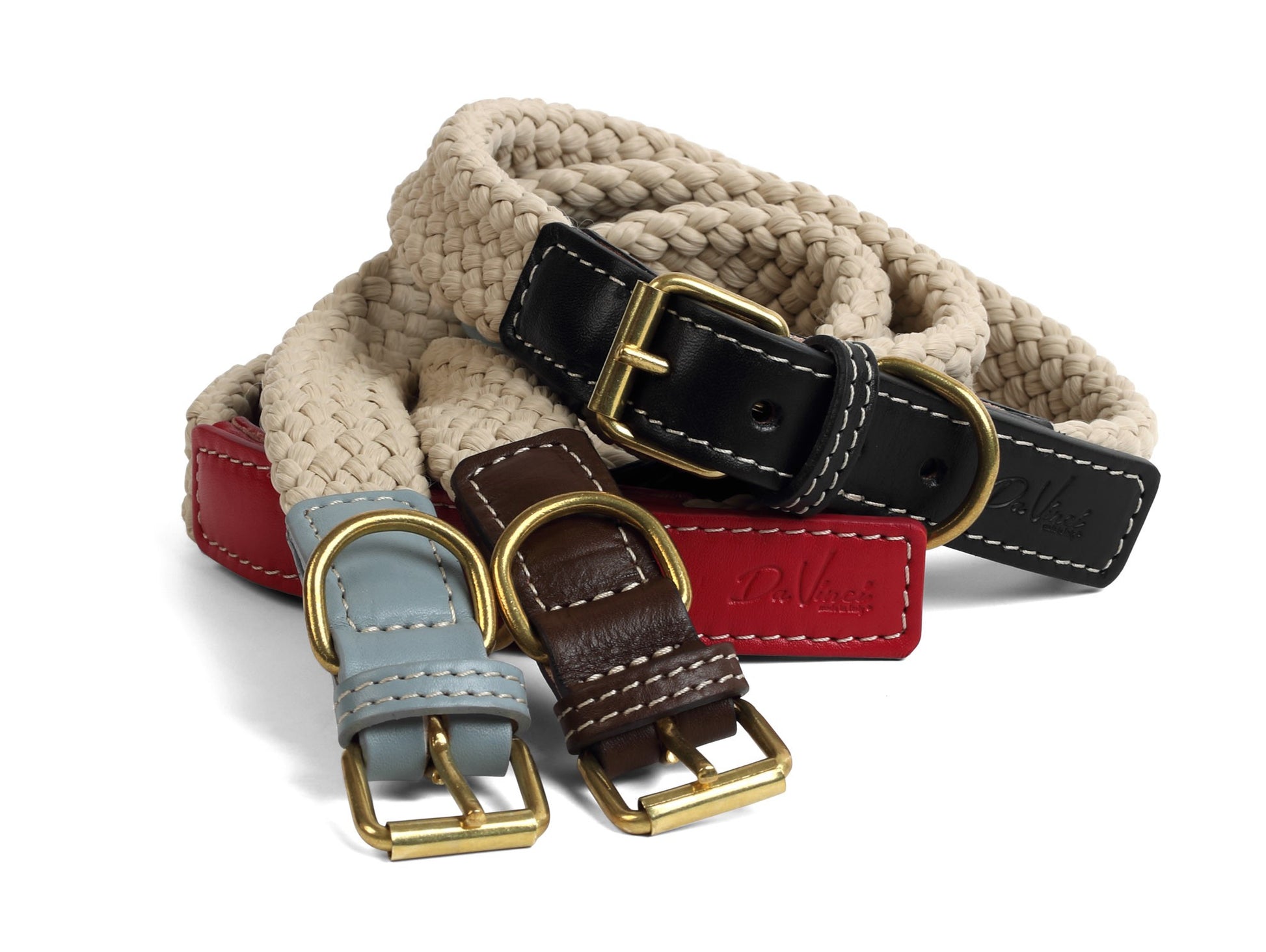 Da Vinci Giovanna Flat Rope Collar Black [:45cm X 2.5cm]