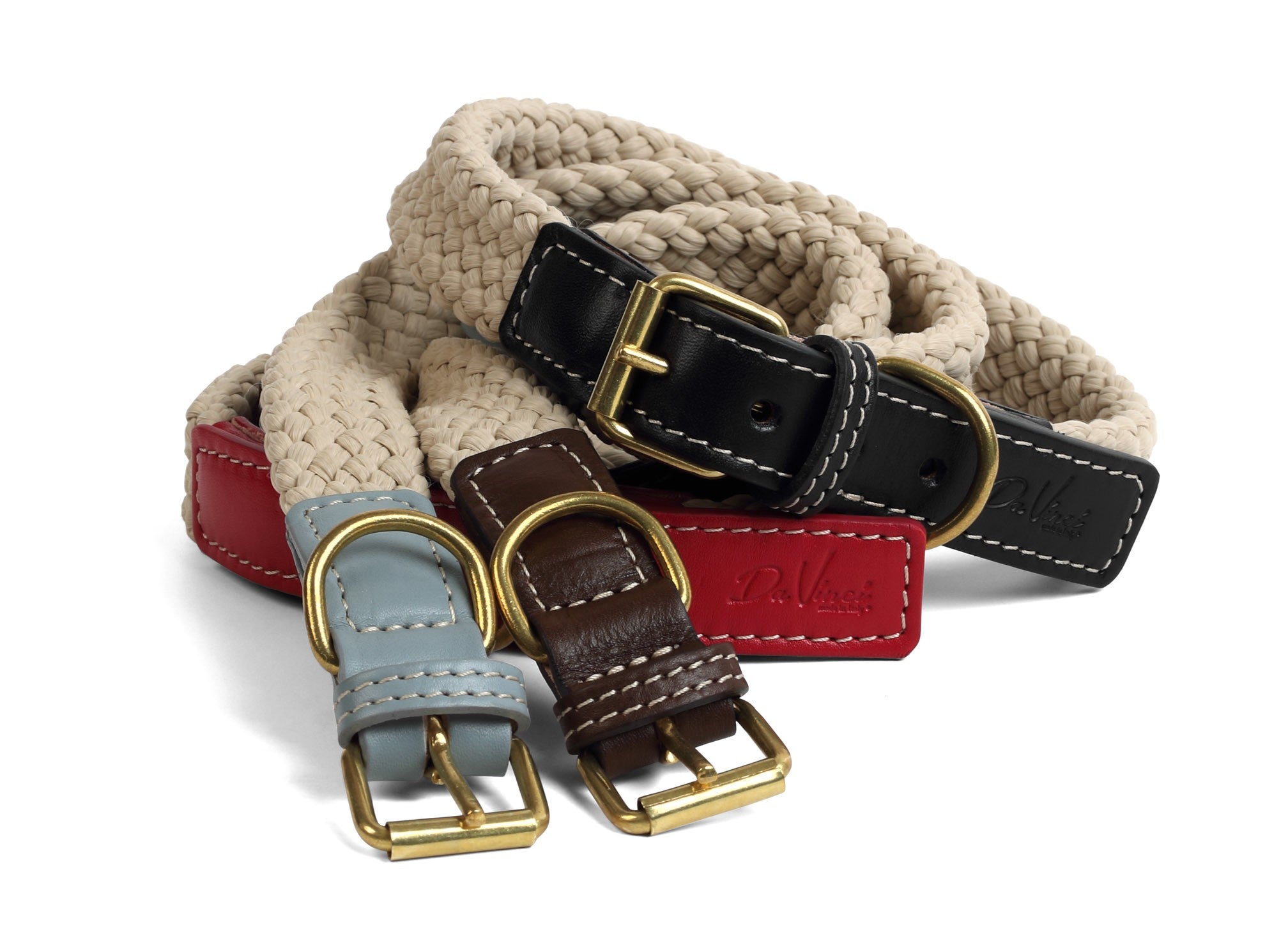Da Vinci Giovanna Flat Rope Collar Black [:50cm X 2.5cm]