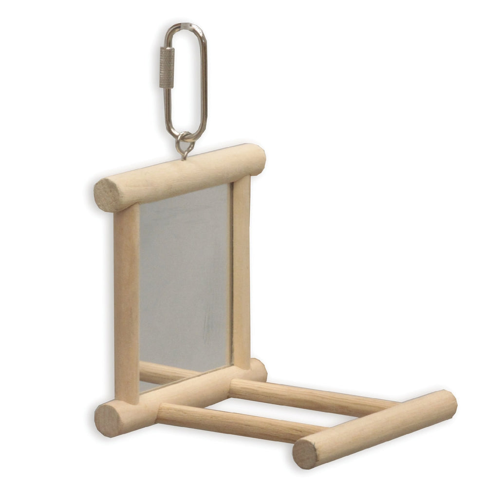 Bird Mirror With Perch Wooden [:medium]