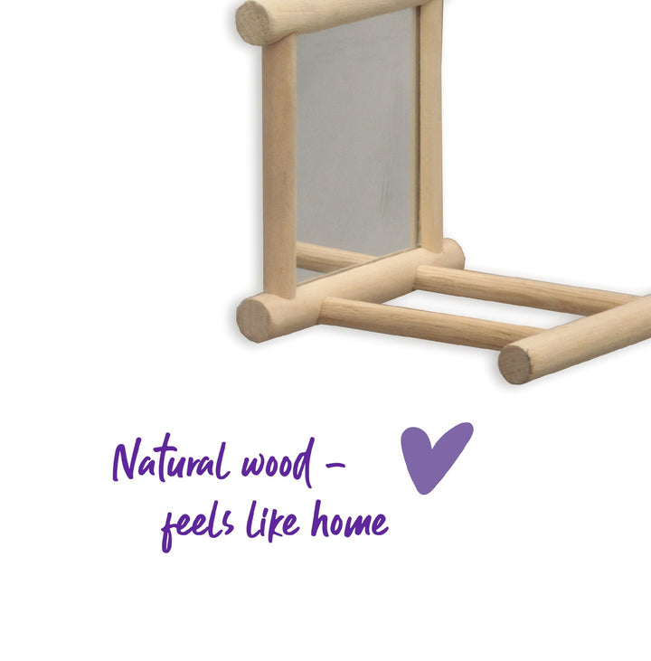 Bird Mirror With Perch Wooden [:medium]