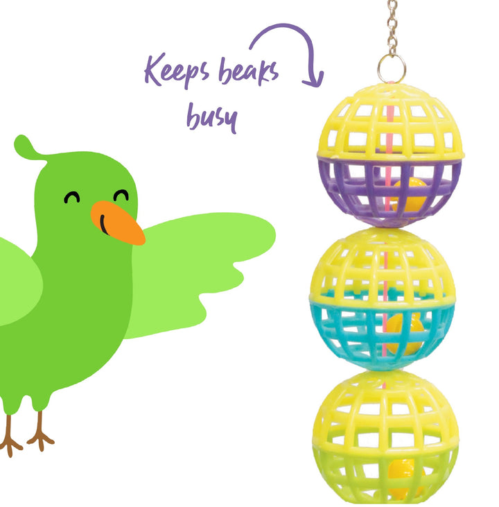 Bird Toy Triple Cage Ball With Bell