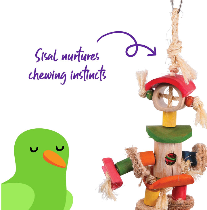 Bird Toy Man With Sisal Rope & Chips Medium