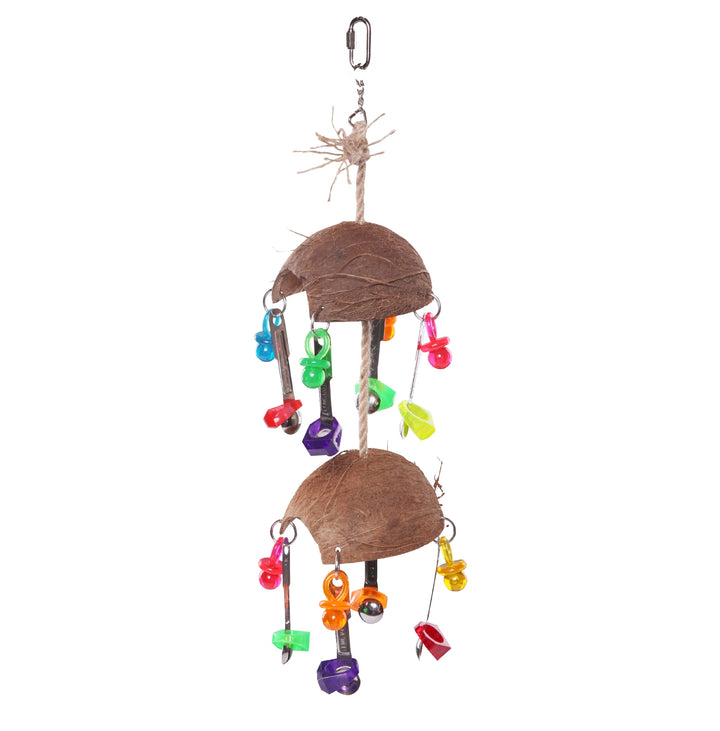 Bird Toy Split Coconut With Toys & Spoons Large
