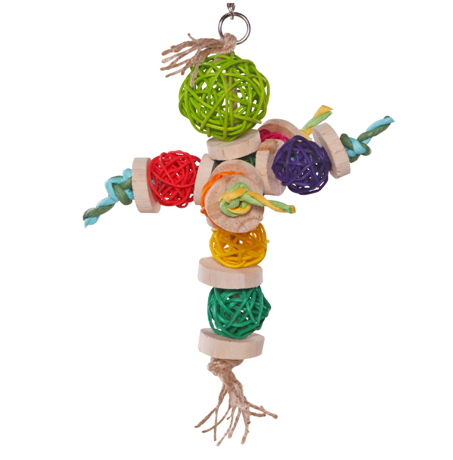 Bird Toy Colourful Wicker Balls With Decoration [:small]