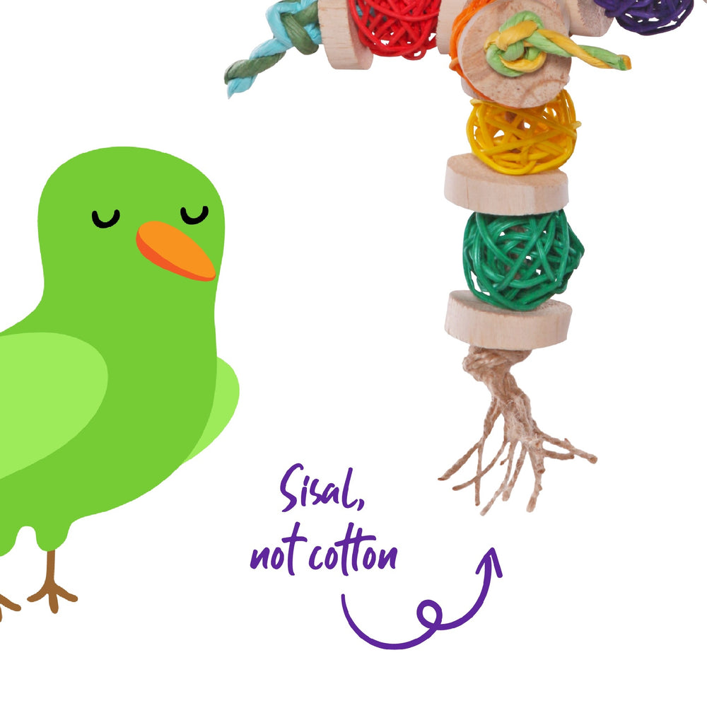 Bird Toy Colourful Wicker Balls With Decoration [:small]