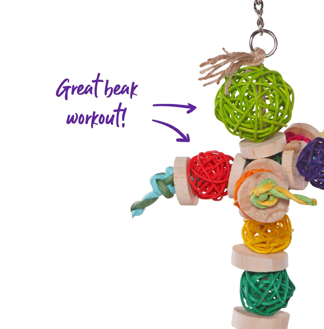 Bird Toy Colourful Wicker Balls With Decoration [:small]