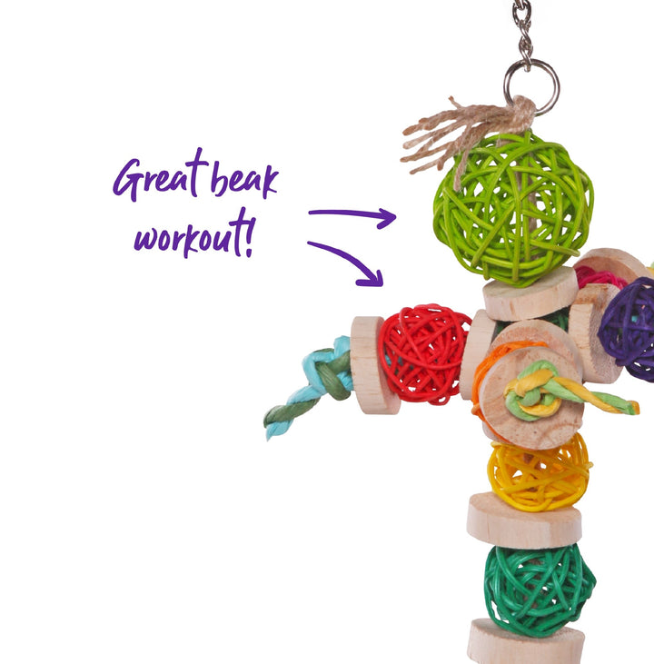 Bird Toy Colourful Wicker Balls With Decoration [:small]