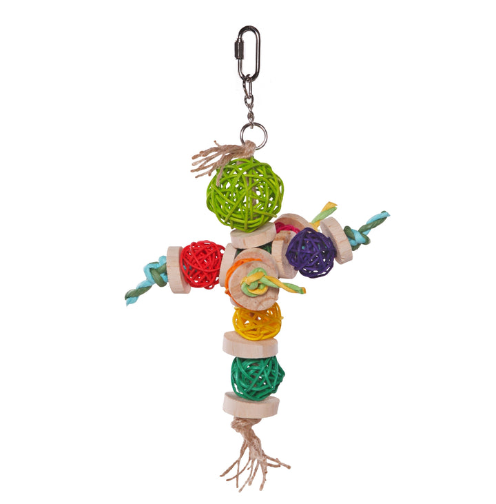 Bird Toy Colourful Wicker Balls With Decoration [:small]