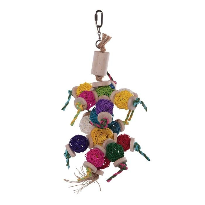 Bird Toy Colourful Wicker Balls With Decoration [:small]
