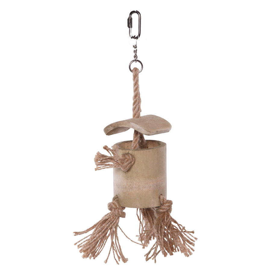 Bird Toy Natural Wooden Well With Rope Medium