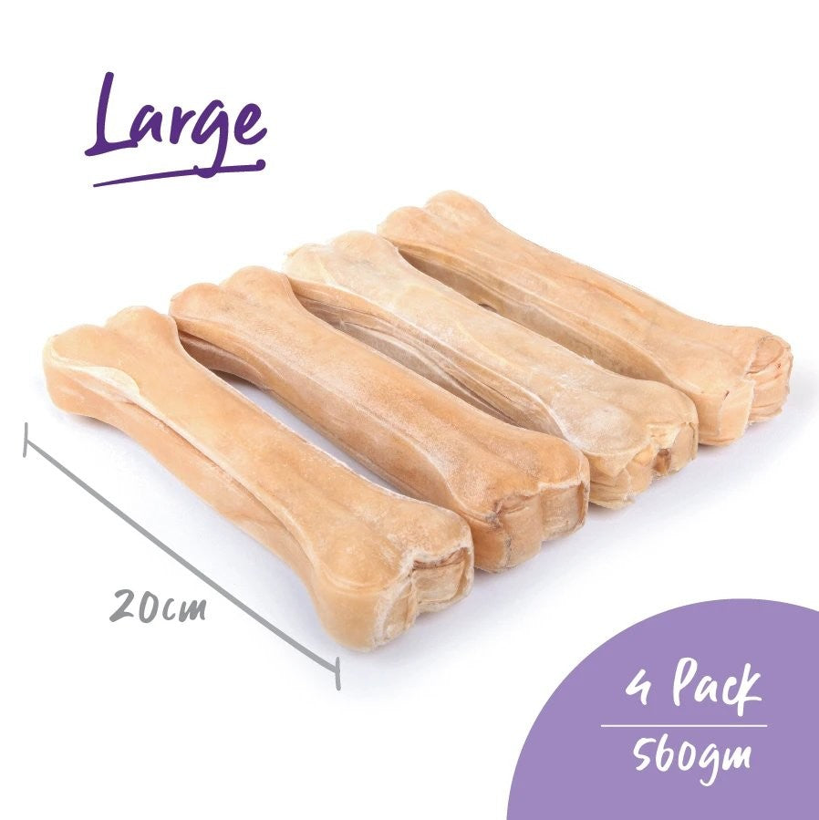 Kazoo Treat Rawhide Pressed Bone 20cm Pack Of 4