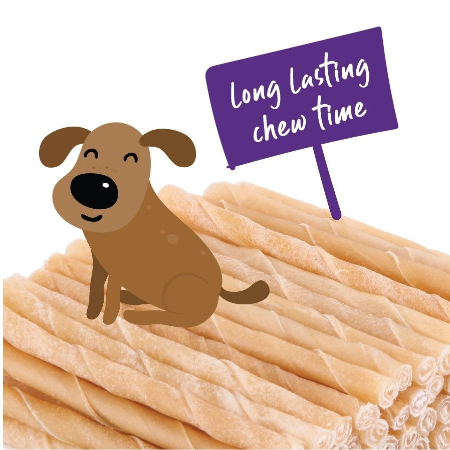 Kazoo Treat Rawhide Natural Twisted Stick 13cm Pack Of 100