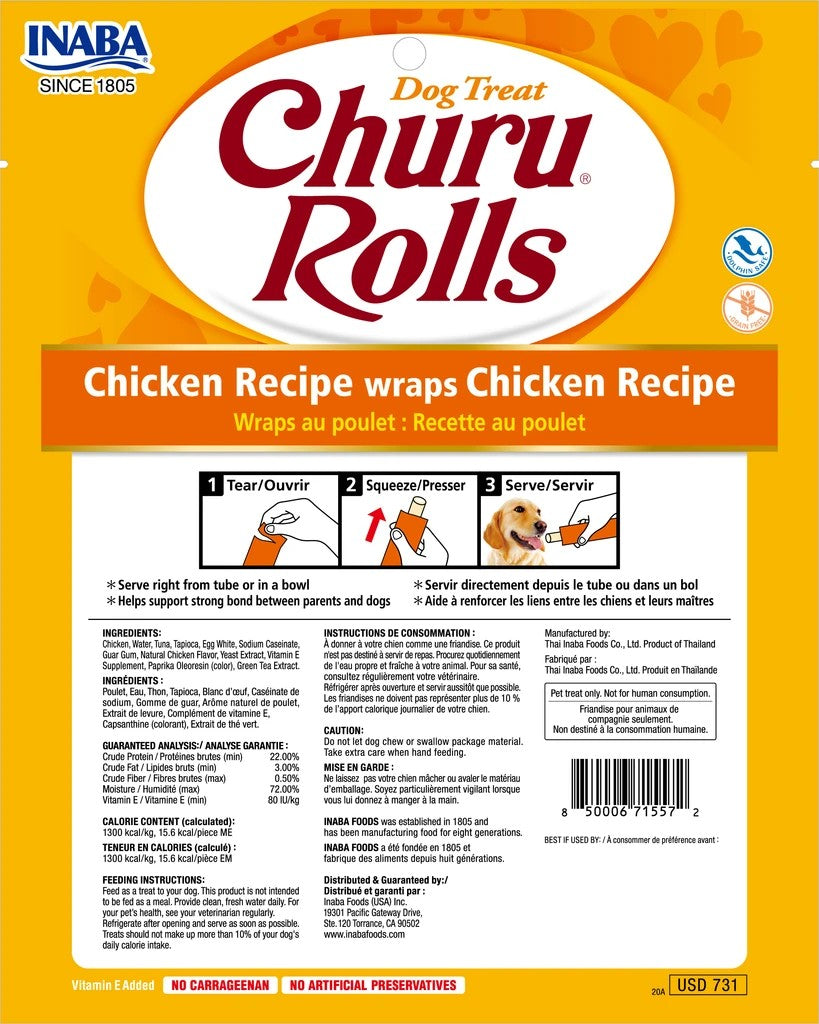 Inaba Dog Churu Rolls Chicken Recipe Wrap