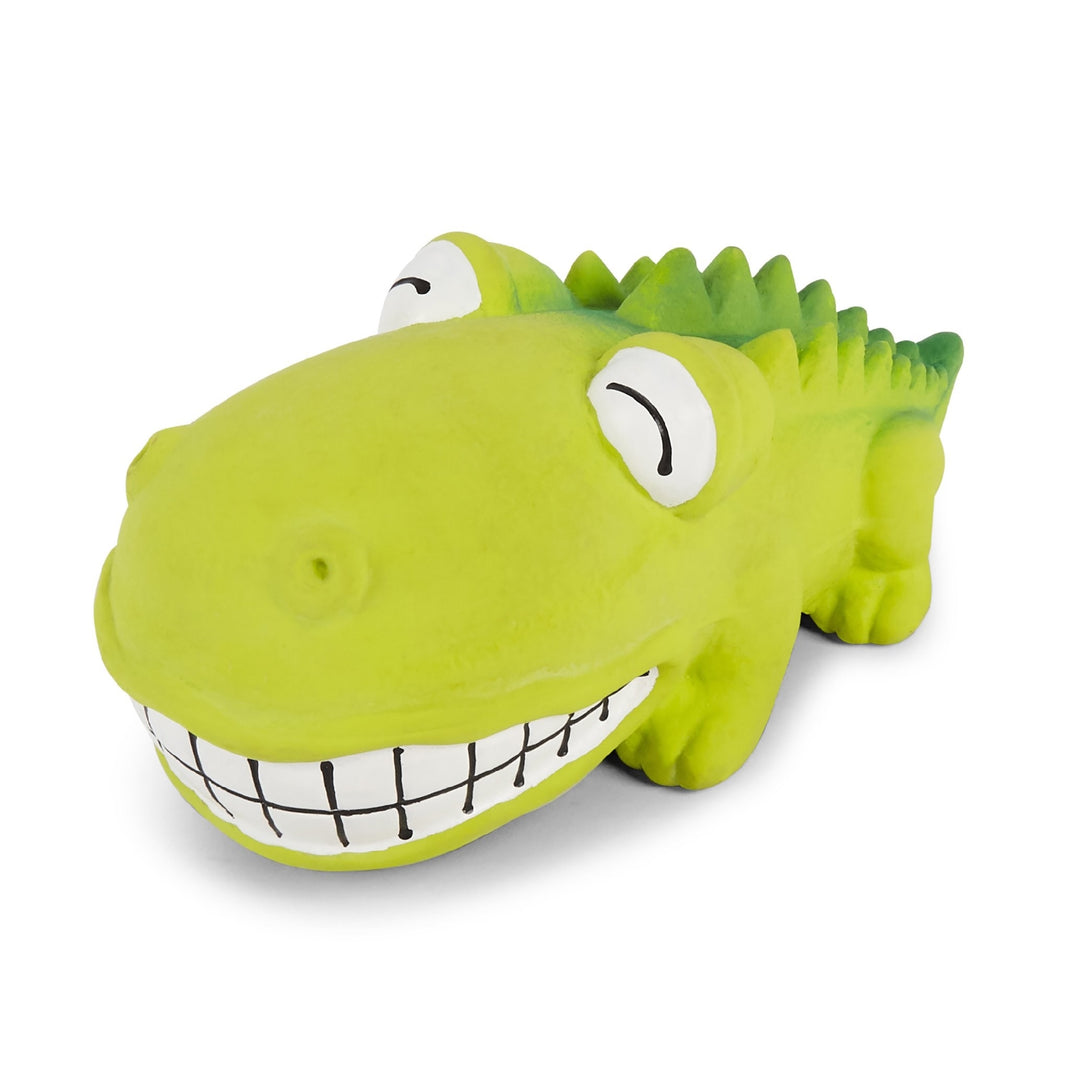 Kazoo Dog Toy Latex Smiling Crocodile Green Small