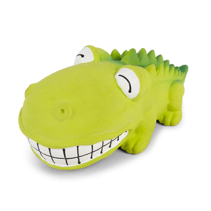Kazoo Dog Toy Latex Smiling Crocodile Green Small
