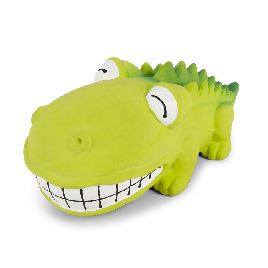 Kazoo Dog Toy Latex Smiling Crocodile Green Small