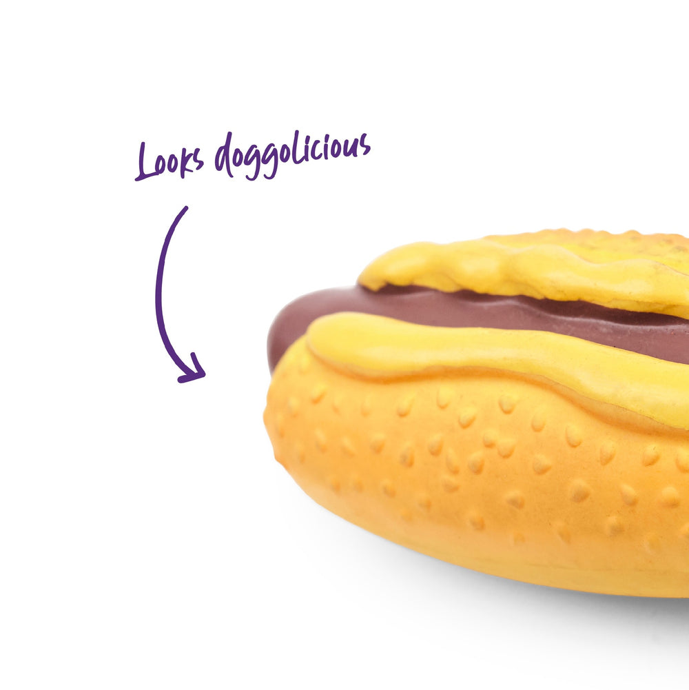 Kazoo Dog Toy Latex Hotdog Medium