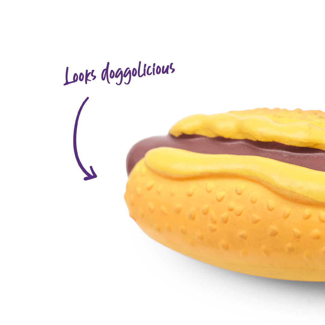 Kazoo Dog Toy Latex Hotdog Medium