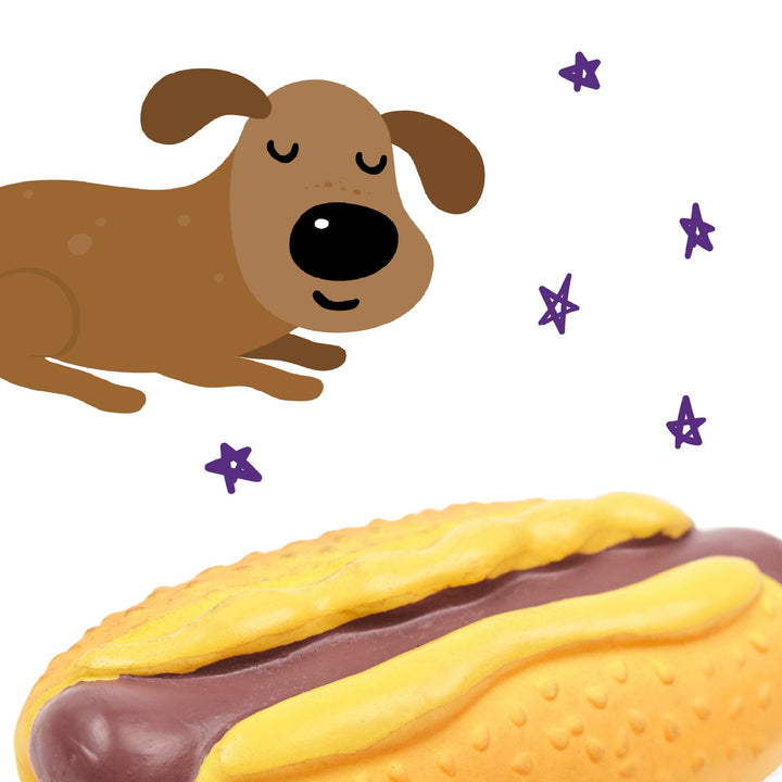Kazoo Dog Toy Latex Hotdog Medium