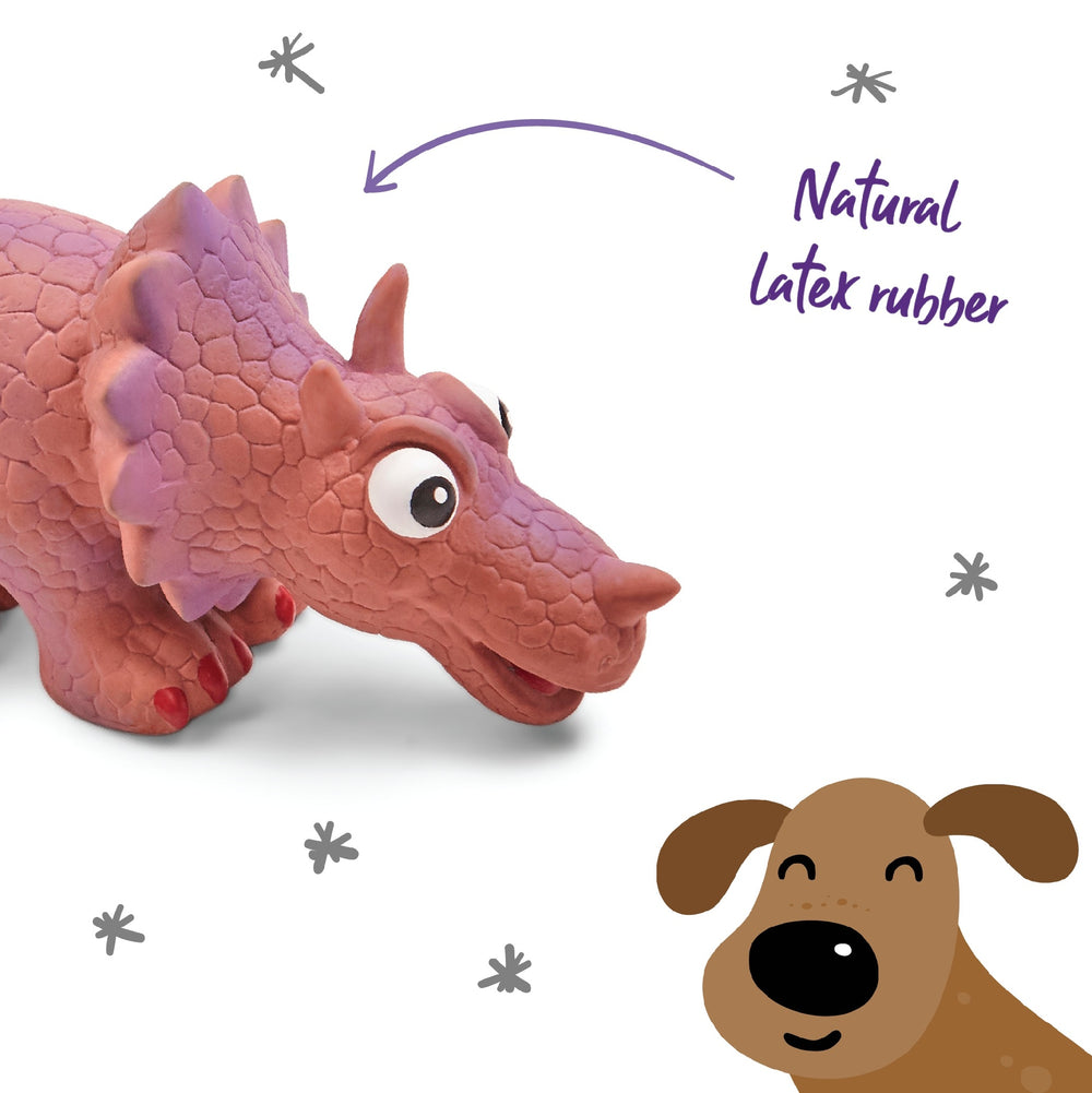 Kazoo Dog Toy Latex Triceratops Natural Large