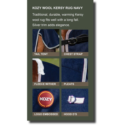 Wool Kersey Rug Kozy Navy 5'3"-Kozy-Ascot Saddlery
