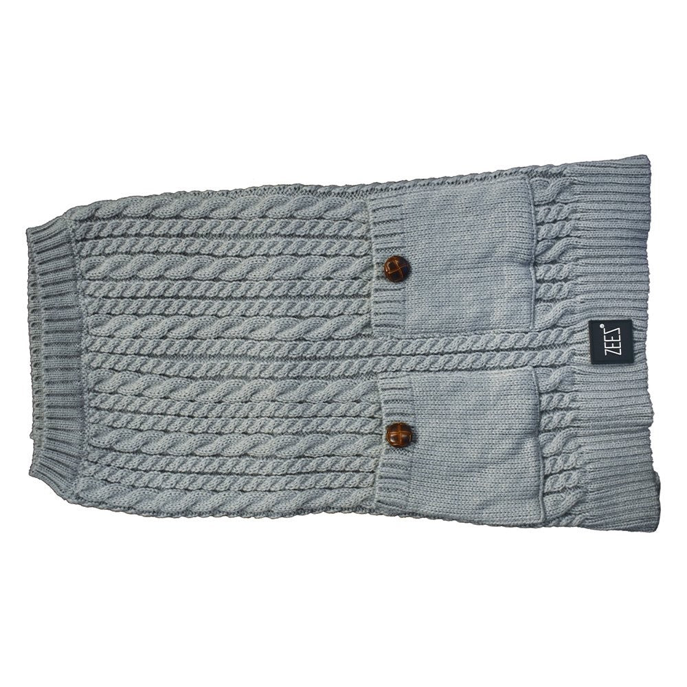 Zeez Sweater Cable Knitted Grey [:extra Large]