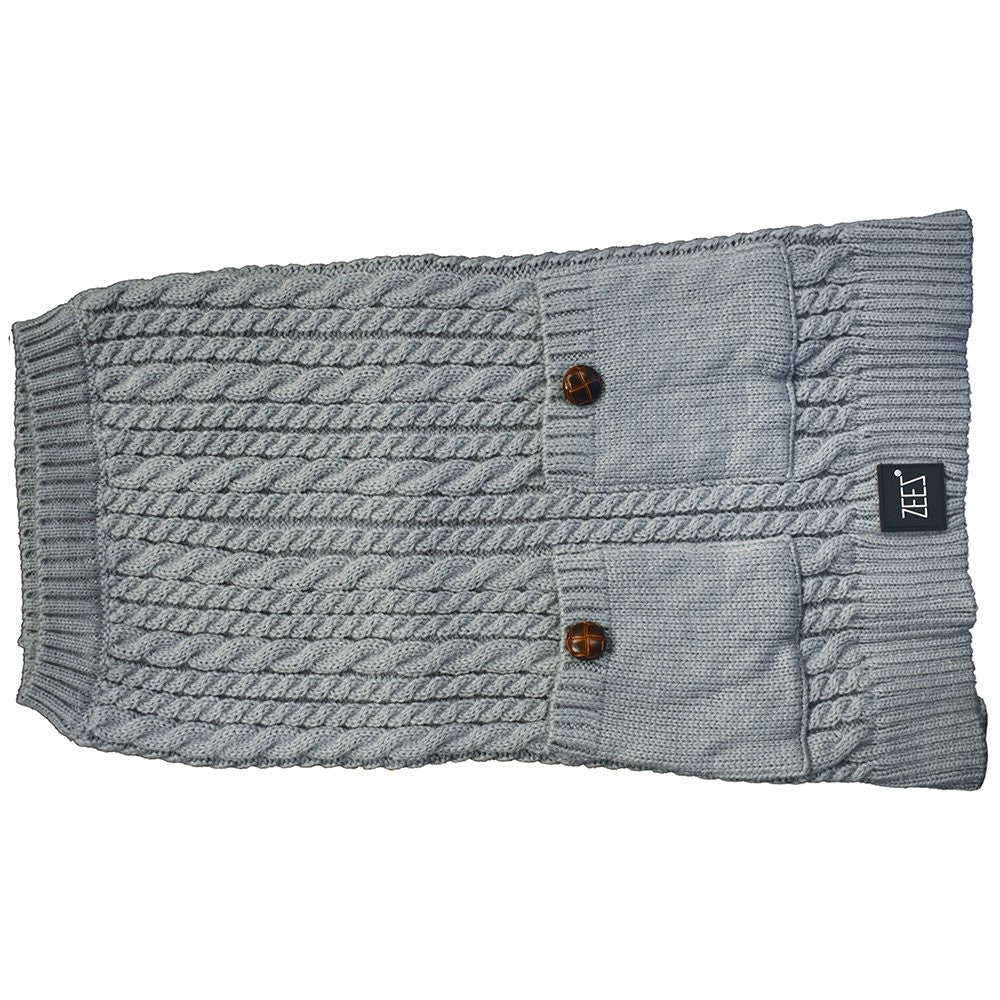 Zeez Sweater Cable Knitted Grey [:xxl]