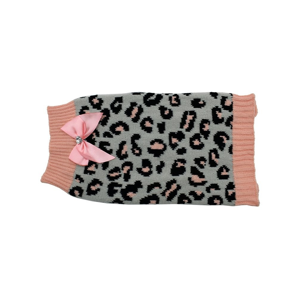 Zeez Sweater Knitted & Bow Grey Pink [:medium]