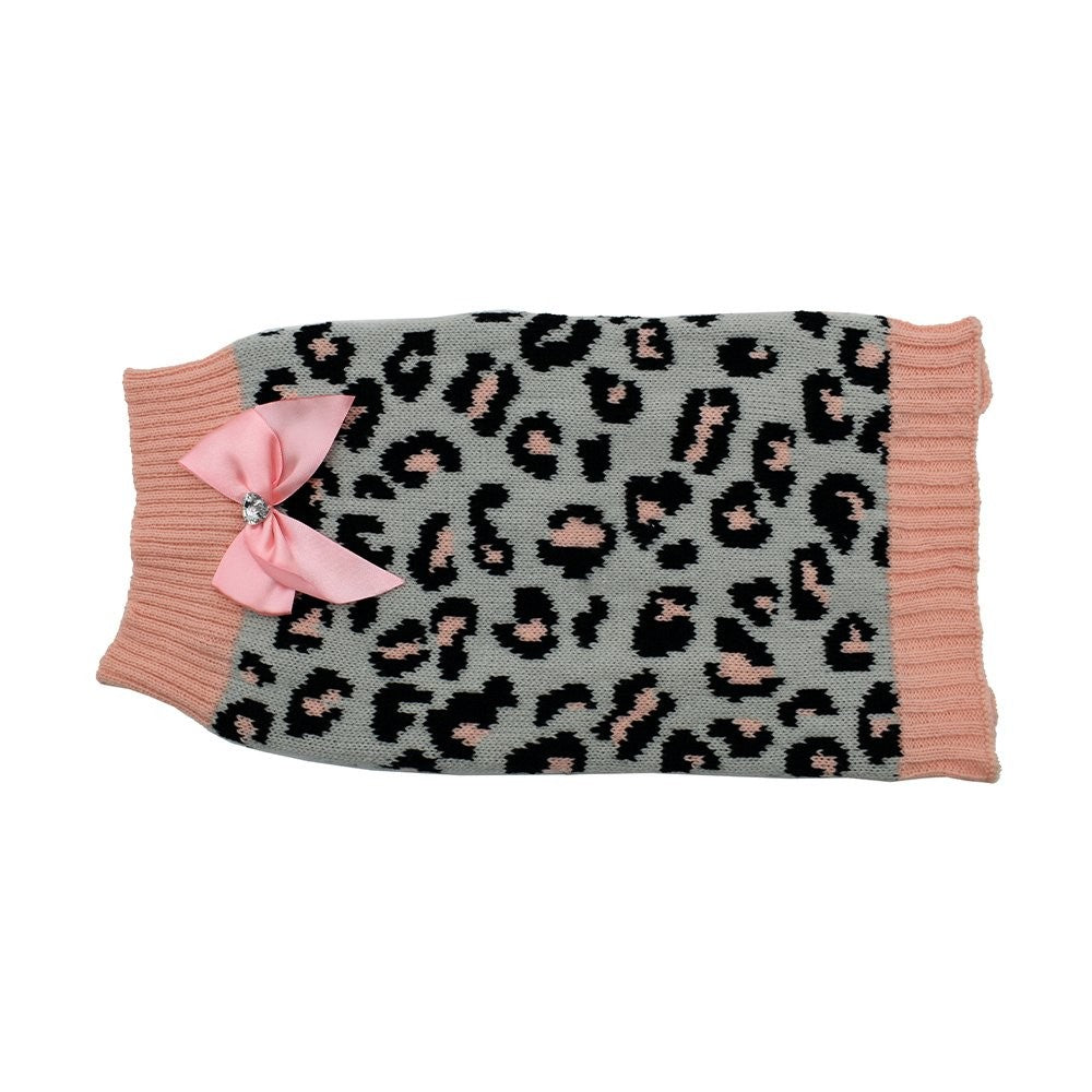 Zeez Sweater Knitted & Bow Grey Pink [:large]