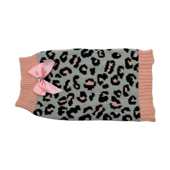Zeez Sweater Knitted & Bow Grey Pink [:large]