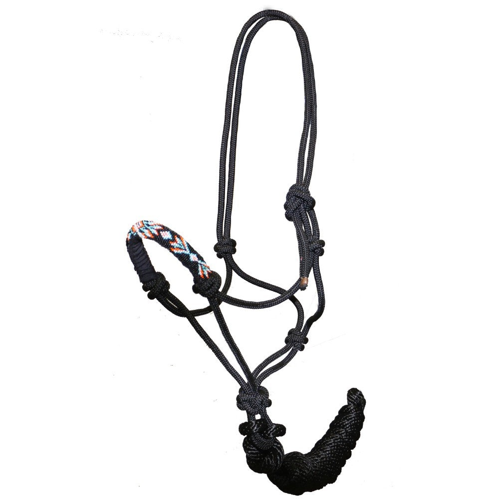 Halter Rope Beaded Nose With Lead Black