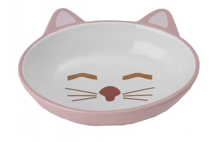Cat Bowl Here Kitty Oval Face Pink