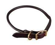 Leather Dog Collar Rolled Jeremy & Lord Large 1" X 23"